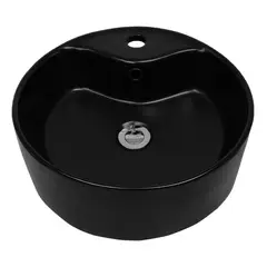 DOMSA - Lavamanos Sobrepuesto Forma Redonda Loza 40x13x40 cm Negro