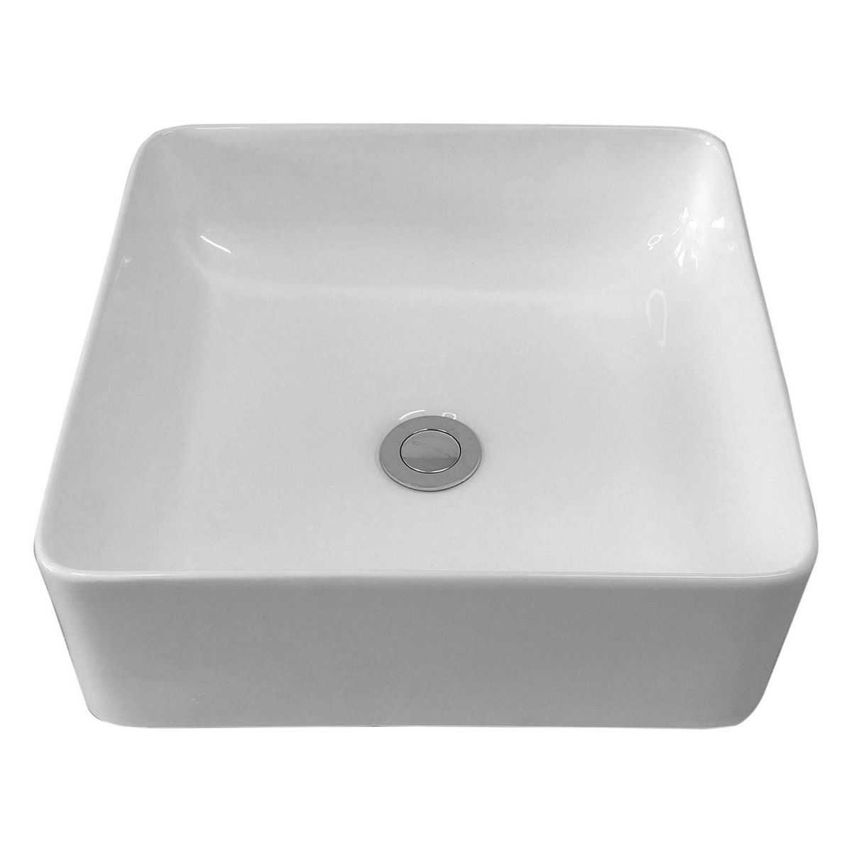 DOMSA - Lavamanos Sobrepuesto Forma Cuadrada Loza 37x13x37 cm Blanco