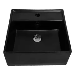 DOMSA - Lavamanos Sobrepuesto con Forma Rectangular Loza 42x15x41 cm Negro