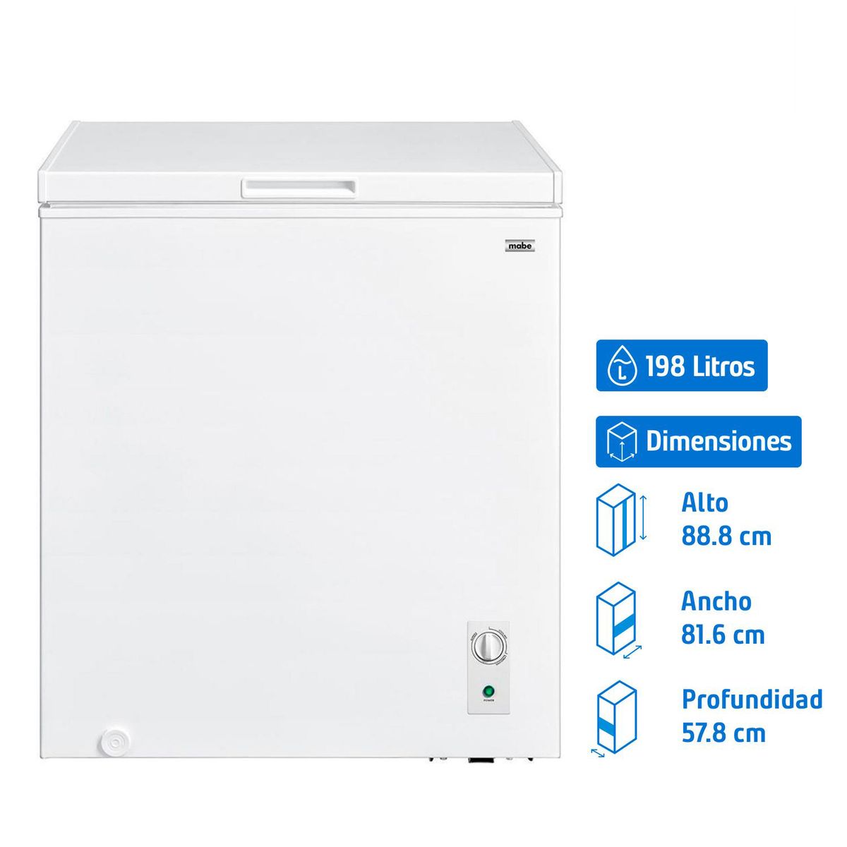 MABE - Freezer Horizontal 198 Litros Blanco FDHM200BY2