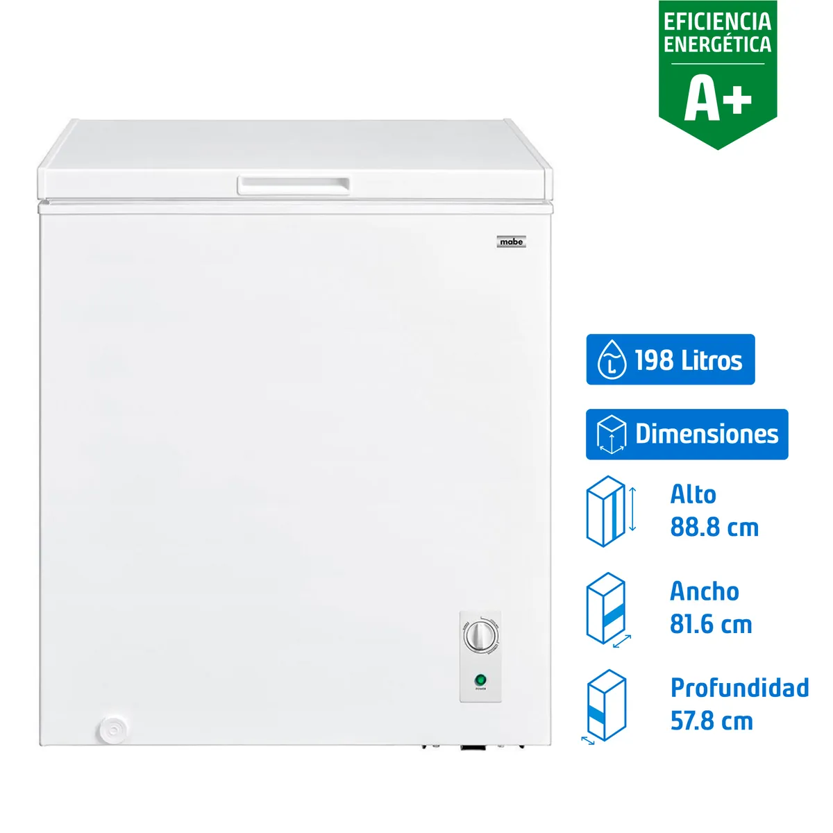 MABE - Freezer Horizontal 198 Litros Blanco FDHM200BY2