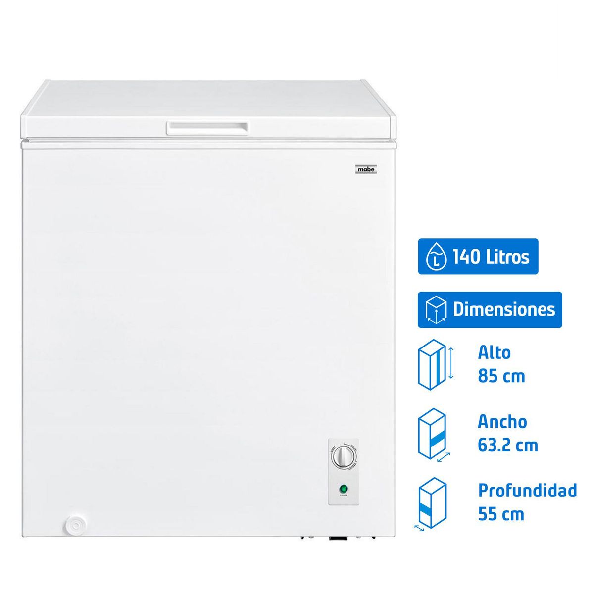 MABE - Freezer Horizontal 140 Litros Blanco FDHM150BY2