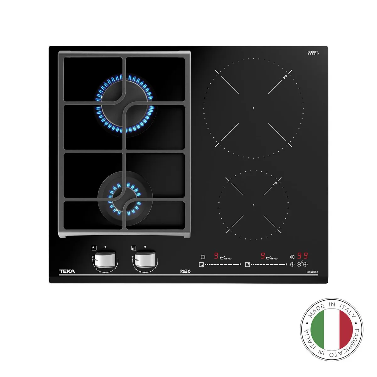 TEKA - Encimera Gas Licuado 4 Platos Negro JZC 64322 BBB BK - Encimera Gas + Inducción