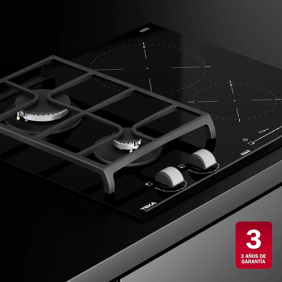 TEKA - Encimera Gas Licuado 4 Platos Negro JZC 64322 BBB BK - Encimera Gas + Inducción
