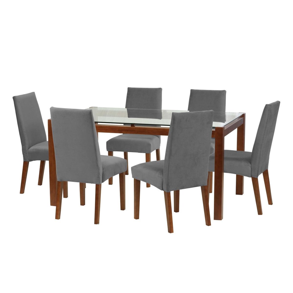 LATAM HOME - Juego de Comedor Barcel 6 Sillas Mesa Rectangular 100x80x160 cm Café