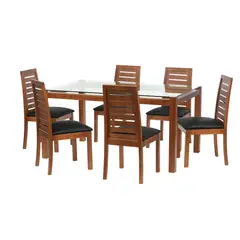 LATAM HOME - Juego de Comedor Barcel 6 Sillas Mesa Rectangular 100x80x160 cm Café
