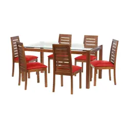 LATAM HOME - Juego de Comedor Barcel 6 Sillas Mesa Rectangular 100x80x160 cm Café