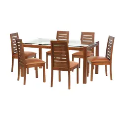 LATAM HOME - Juego de Comedor Barcel 6 Sillas Mesa Rectangular 100x80x160 cm Café