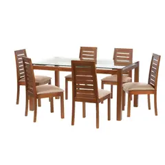LATAM HOME - Juego de Comedor Barcel 6 Sillas Mesa Rectangular 100x80x160 cm Café