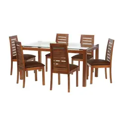 LATAM HOME - Juego de Comedor Barcel 6 Sillas Mesa Rectangular 100x80x160 cm Café
