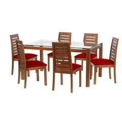LATAM HOME - Juego de Comedor Barcel 6 Sillas Mesa Rectangular 100x80x160 cm Café
