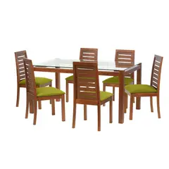 LATAM HOME - Juego de Comedor Barcel 6 Sillas Mesa Rectangular 100x80x160 cm Café