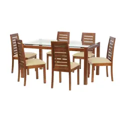 LATAM HOME - Juego de Comedor Barcel 6 Sillas Mesa Rectangular 100x80x160 cm Café