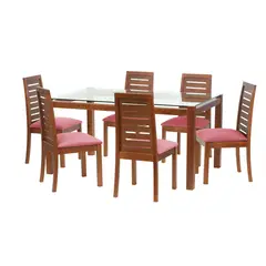 LATAM HOME - Juego de Comedor Barcel 6 Sillas Mesa Rectangular 100x80x160 cm Café