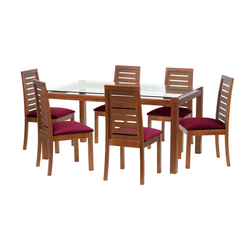 LATAM HOME - Juego de Comedor  6 Sillas Mesa Rectangular 100x80x160 cm Café