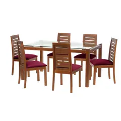 LATAM HOME - Juego de Comedor 6 Sillas Mesa Rectangular 100x80x160 cm Café