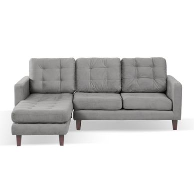 Sof Chaiselong izquierdo Napoles tela velvet gris