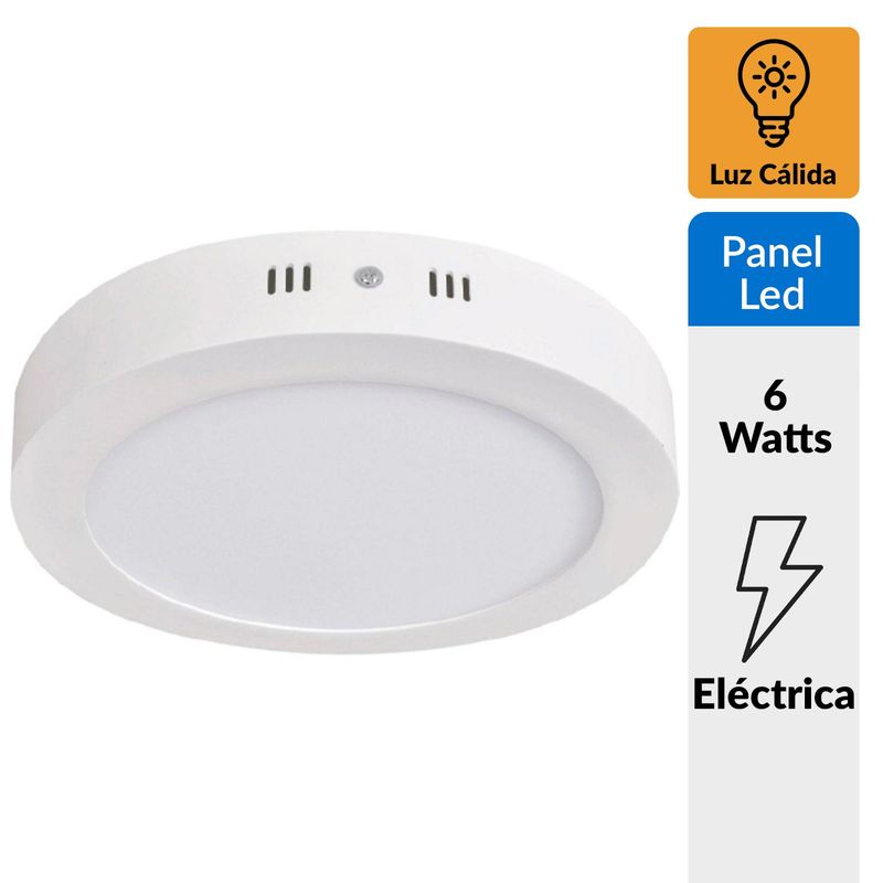 UNILUX - Panel led circular potencia 6W Luz cálida  sobrepuesto color blanco