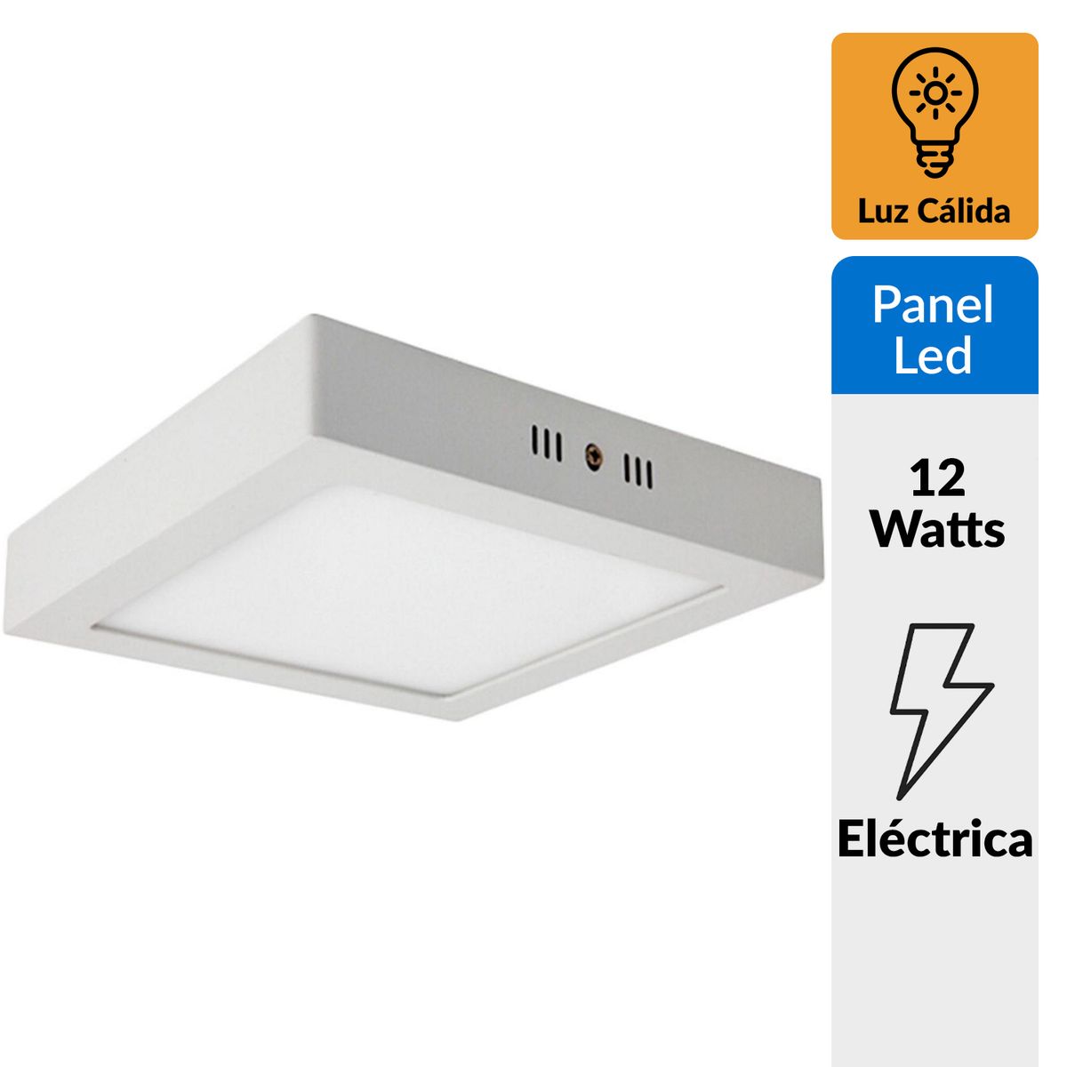 UNILUX - Panel led cuadrado potencia 12W Luz Cálida sobrepuesto color blanco
