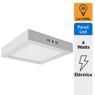 Panel led cuadrado potencia 6W Luz Clida sobrepuesto color blanco