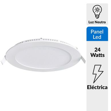 Panel led circular potencia  24W Luz Neutra empotrado color blanco