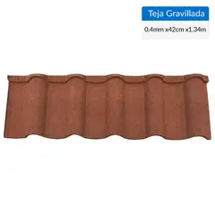 GHS - Teja Gravillada Acero Recubierto 134x42 cm 0.4 mm Rojo