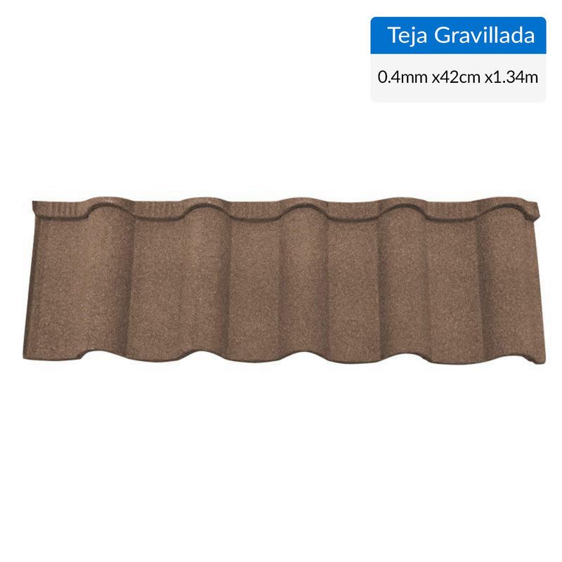 GHS - Teja  Gravillada Acero Recubierto 134x42 cm 0.4 mm Café