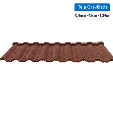 Teja  Gravillada Acero Recubierto 134x42 cm 0.4 mm Rojo