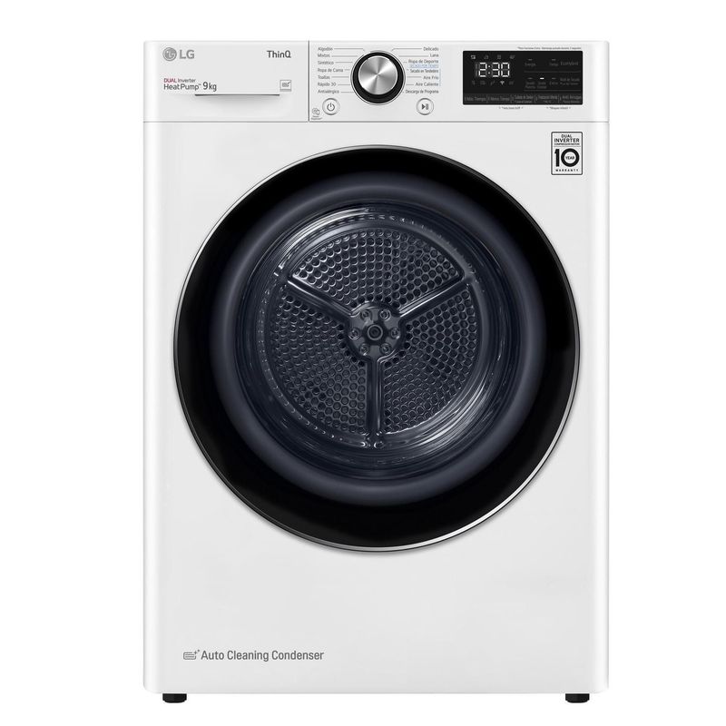 LG - Secadora de Ropa 9 kg Carga Frontal con Bomba de calor Blanco DF9WVC2S6
