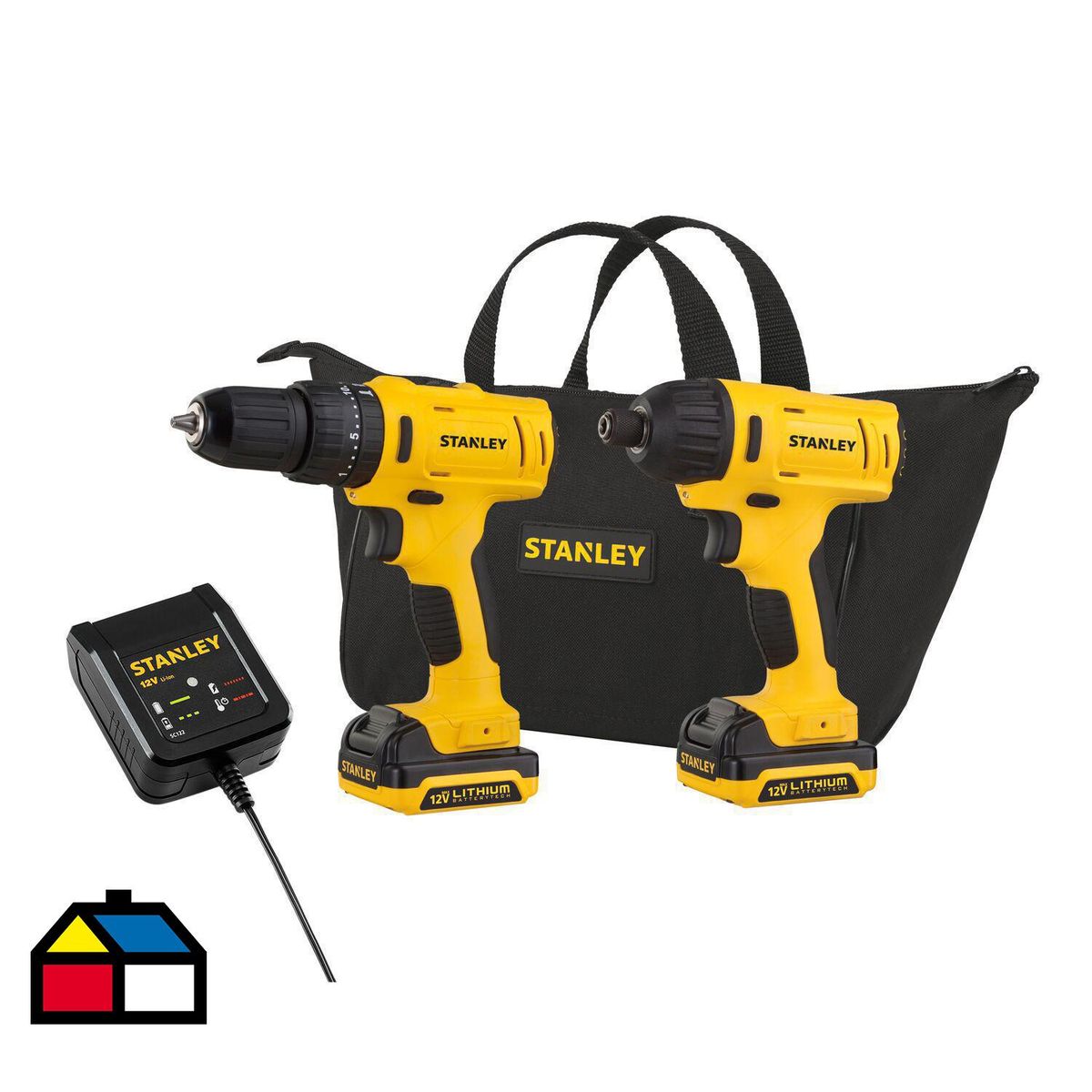 STANLEY - Taladro Inalámbrico Percutor 12 V/Atornillador Impacto/2 Baterías