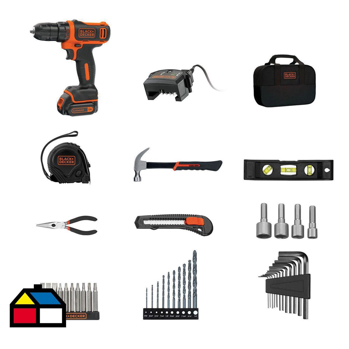 BLACK+DECKER - Taladro inalámbrico atornillador 12V + 42 accesorios