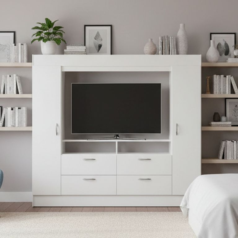 Clóset Baker Tv 55" 2 Puerta(s) 4 Cajón(es) 4 Repisa(s) 200x178.5x46.5 cm Blanco