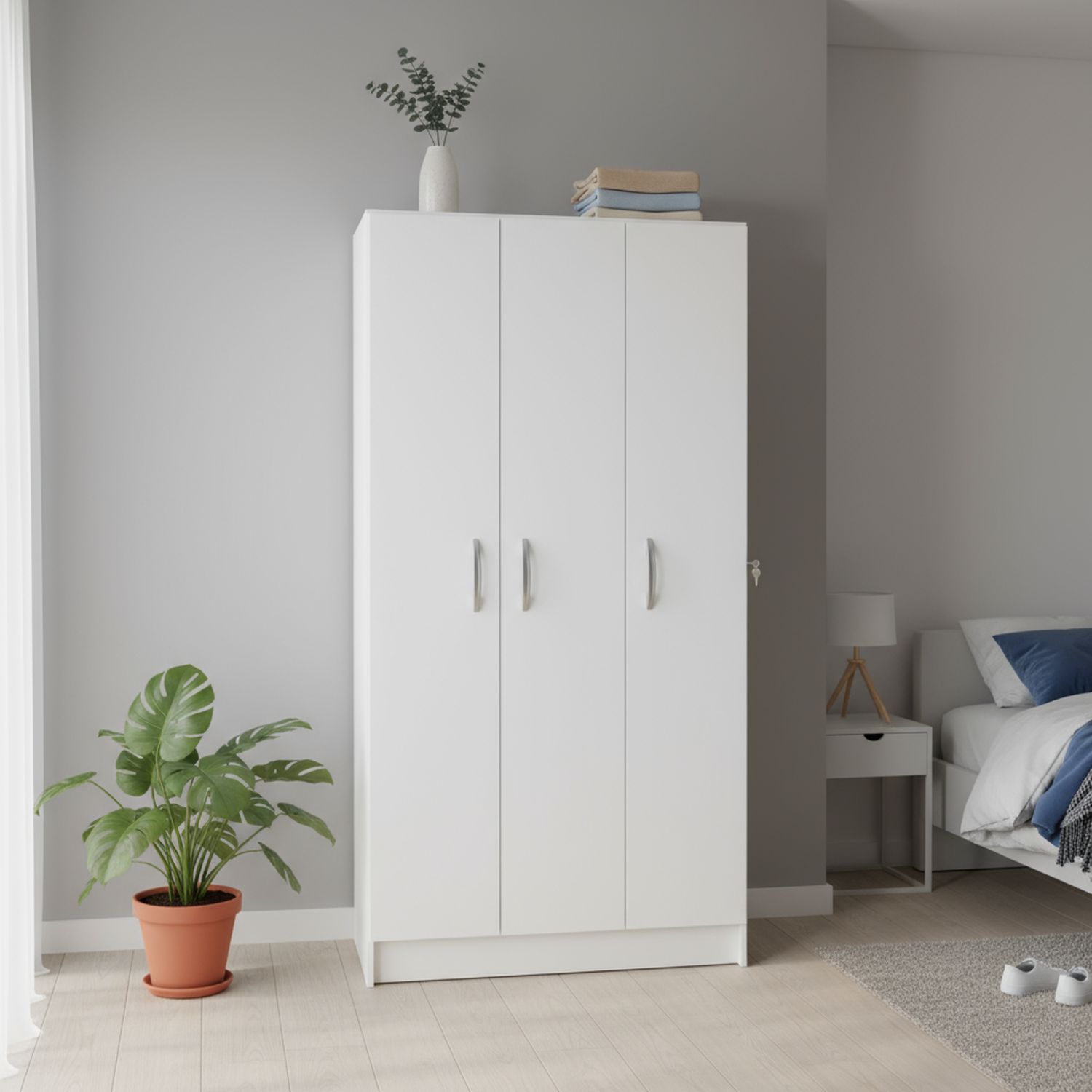 Clóset Pasco 3 Puerta(s) 2 Repisa(s) 79x170x38 cm Blanco | Sodimac