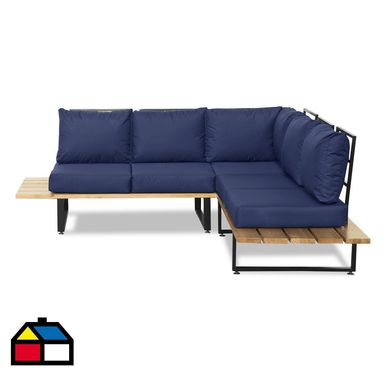 Juego de Living de Terraza Maitn 5 Personas Nogal/Azul
