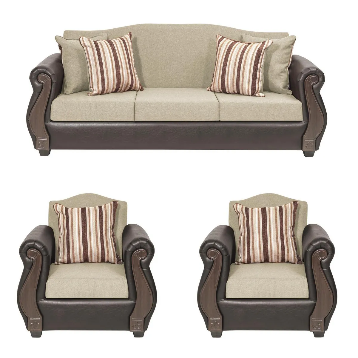 INTERMUEBLES - Living 5 cuerpos New Bugambilia 210x93x83 cm Beige