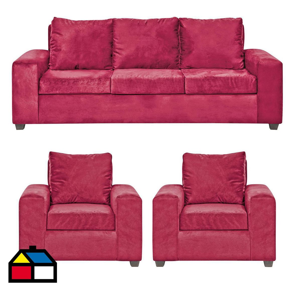 INTERMUEBLES - Living 3 cuerpos Kahlo 225x86x80 cm Burdeo