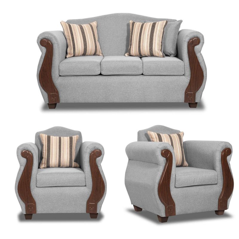 INNOVAMUEBLES - Living 5 cuerpos New Bugambilia 157x93x80 cm Gris Claro