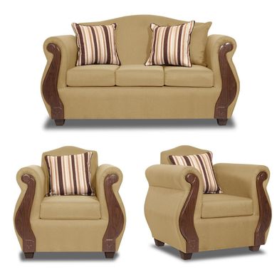 Living New Bugambilia Sof 157 + 2 Butacas Tela Oro