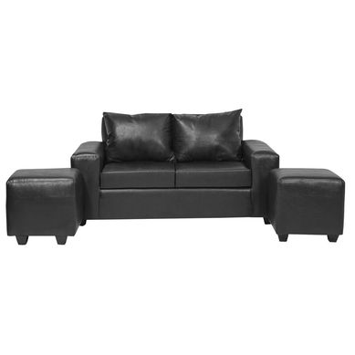 Living Kahlo 2 cuerpos + 2 pouf pu negro