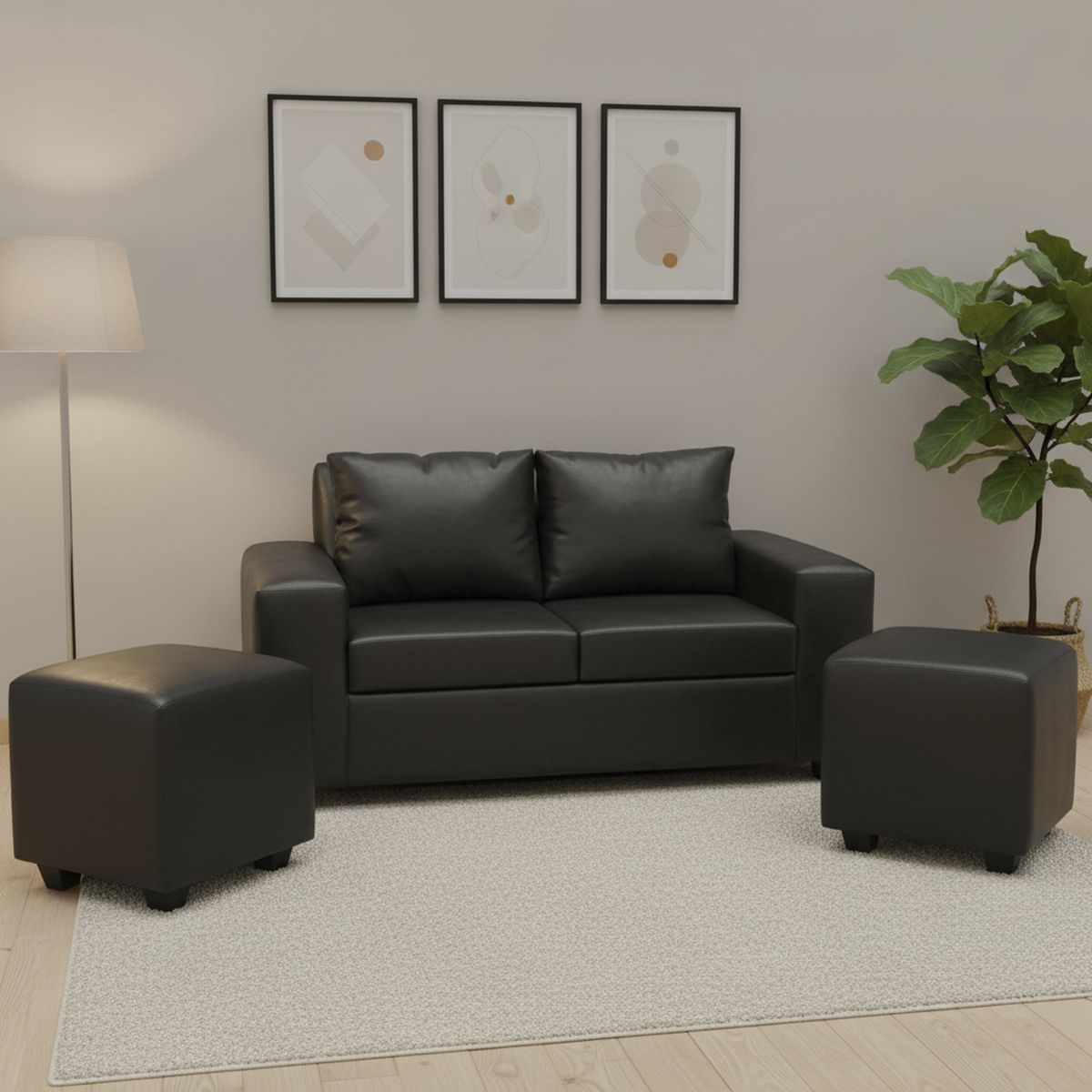 INTERMUEBLES - Living 4 cuerpos Kahlo 167x86x80 cm Negro