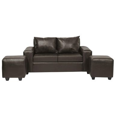 Living Kahlo 2 cuerpos + 2 pouf pu caf