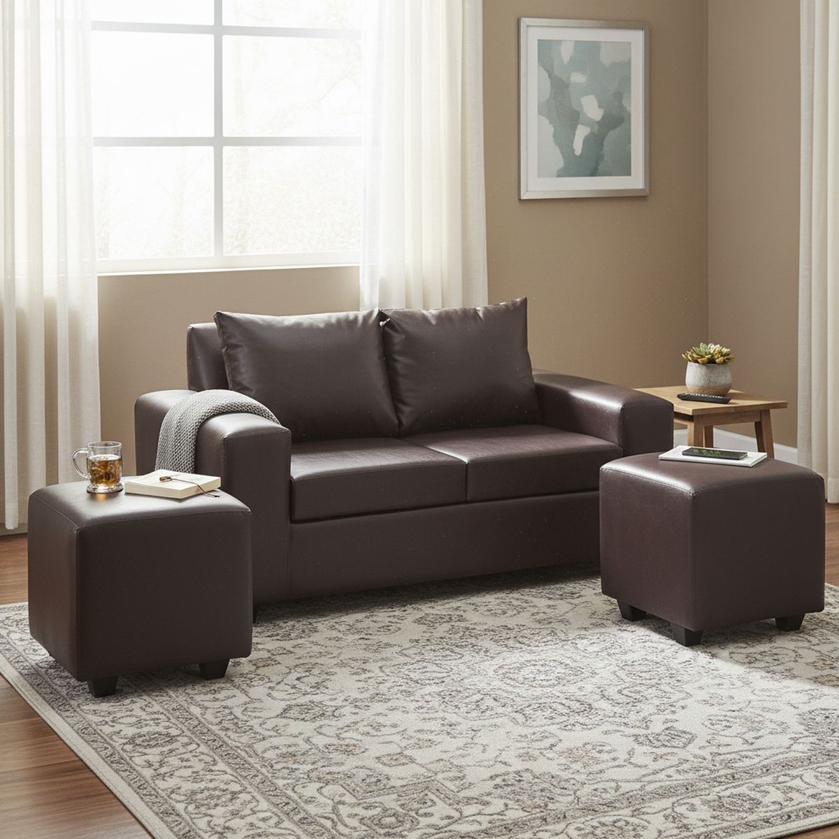 INTERMUEBLES - Living 4 cuerpos Kahlo 167x86x80 cm Café