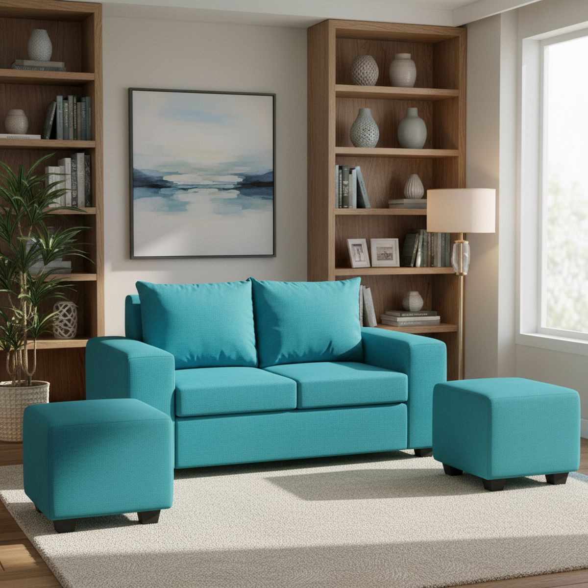 INTERMUEBLES - Living 4 cuerpos Kahlo 167x86x80 cm Azul