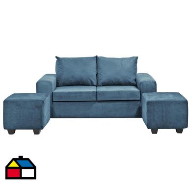 Living Kahlo 2 cuerpos + 2 pouf felpa petroleo