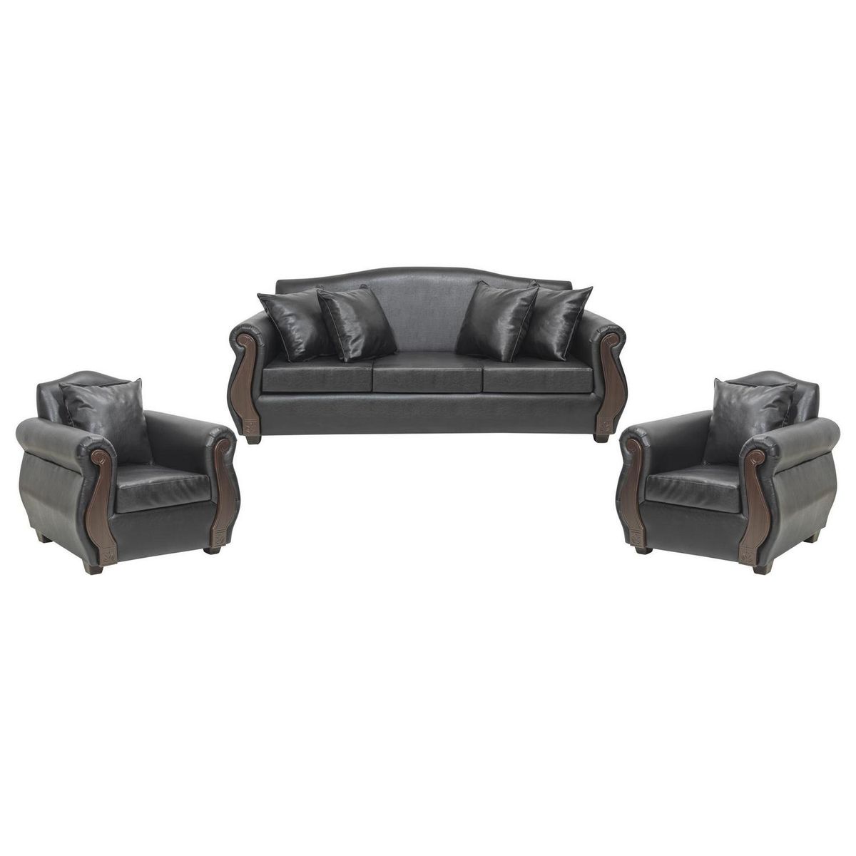 INTERMUEBLES - Living 3 cuerpos New Bugambilia 210x93x83 cm Negro