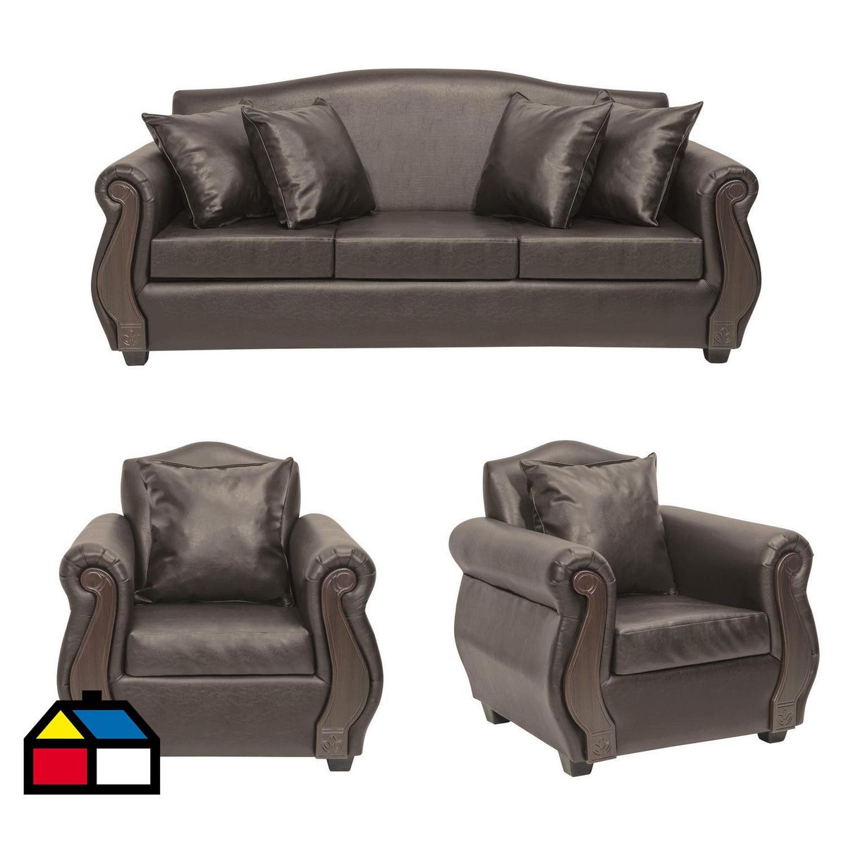 INTERMUEBLES - Living 5 cuerpos New Bugambilia 210x93x83 cm Café Envejecido
