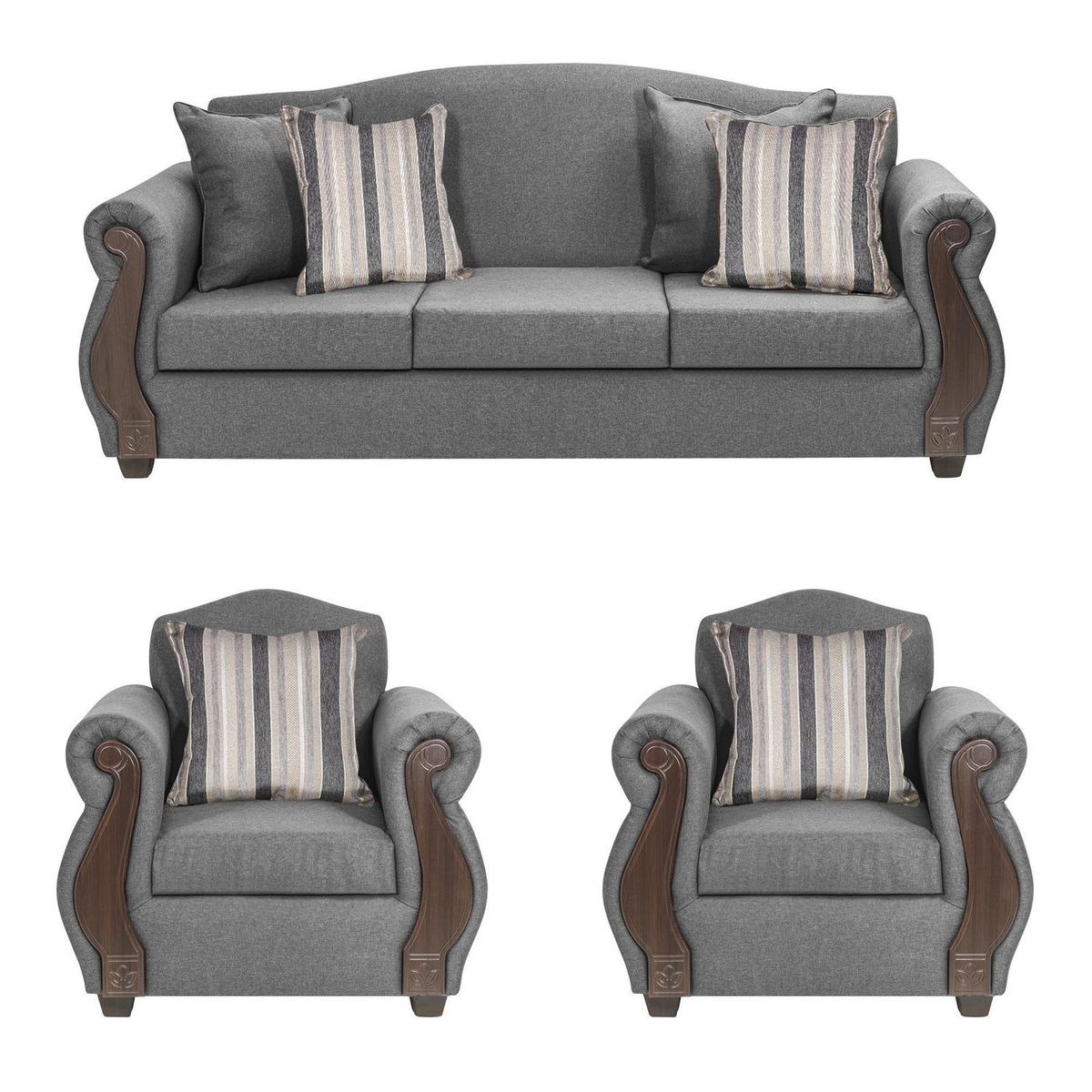 INTERMUEBLES - Living 5 cuerpos New Bugambilia 210x93x83 cm Gris Claro