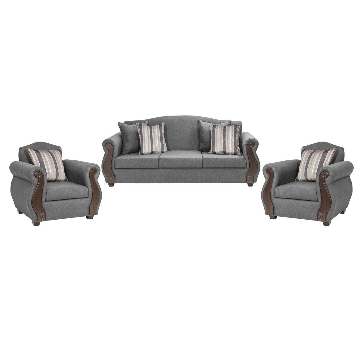 INTERMUEBLES - Living 5 cuerpos New Bugambilia 210x93x83 cm Gris Claro