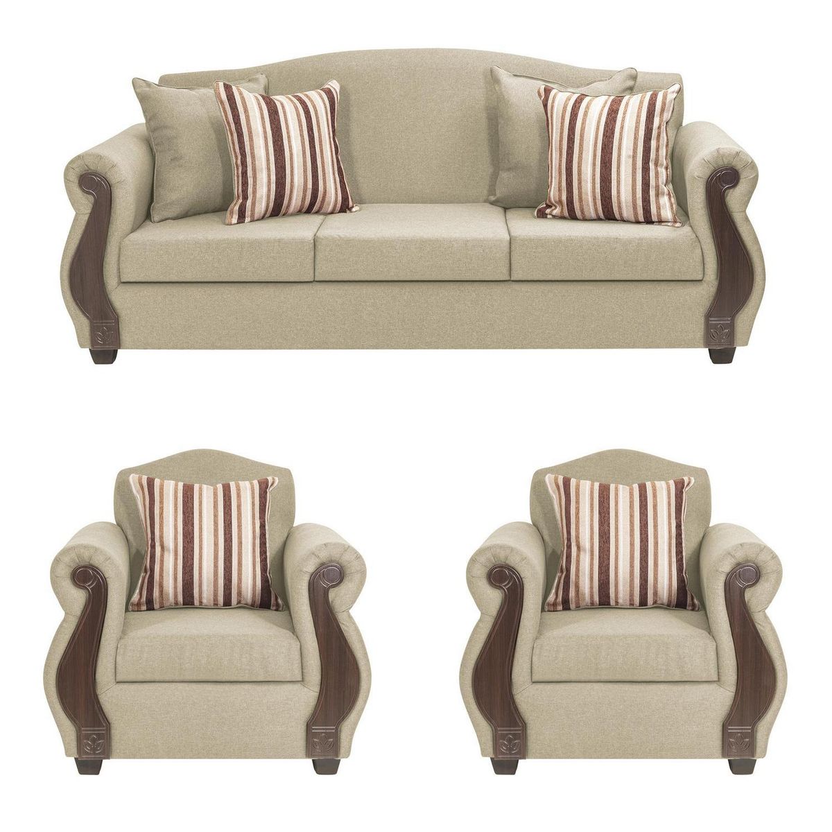 INTERMUEBLES - Living 3 cuerpos New Bugambilia 210x93x83 cm Beige