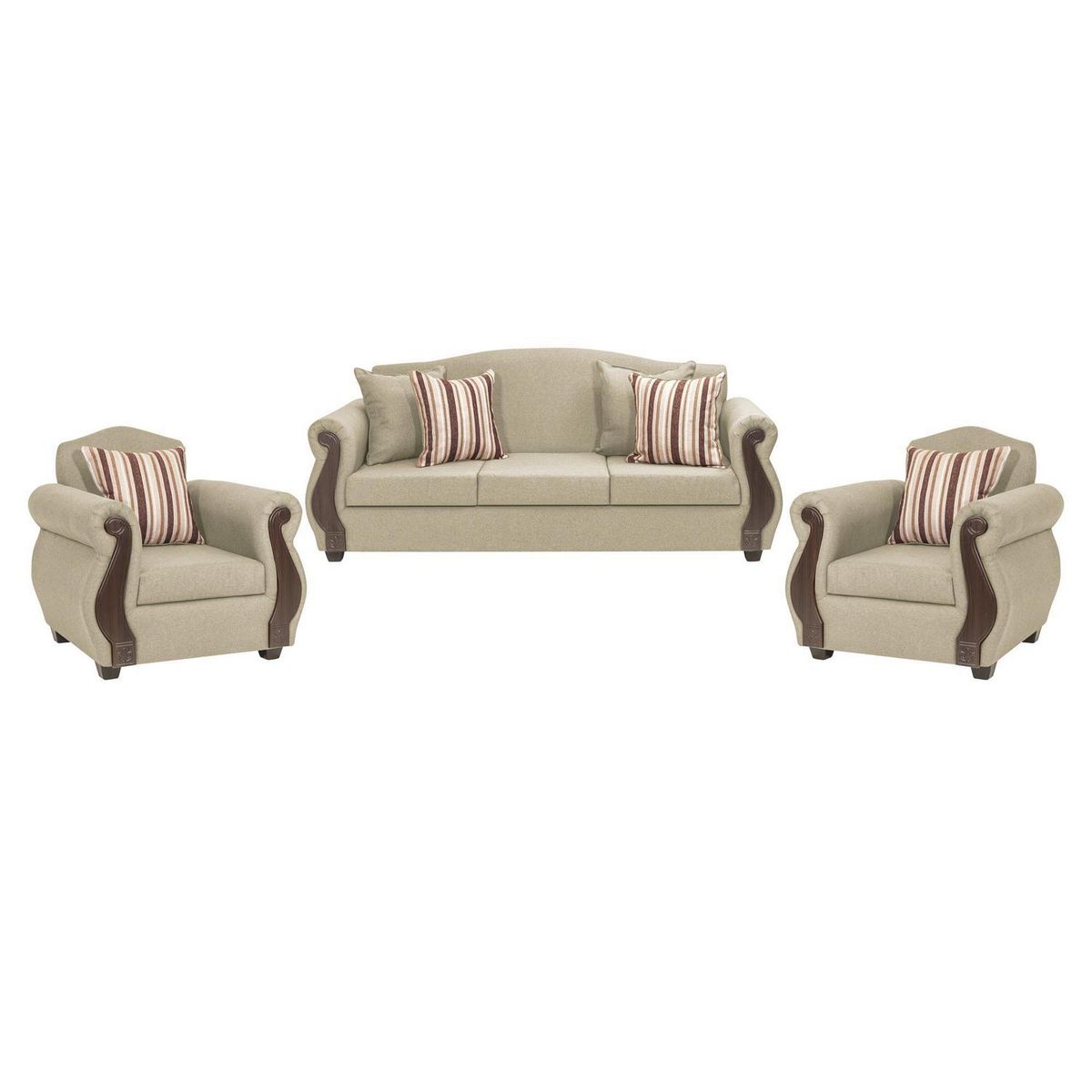 INTERMUEBLES - Living 3 cuerpos New Bugambilia 210x93x83 cm Beige